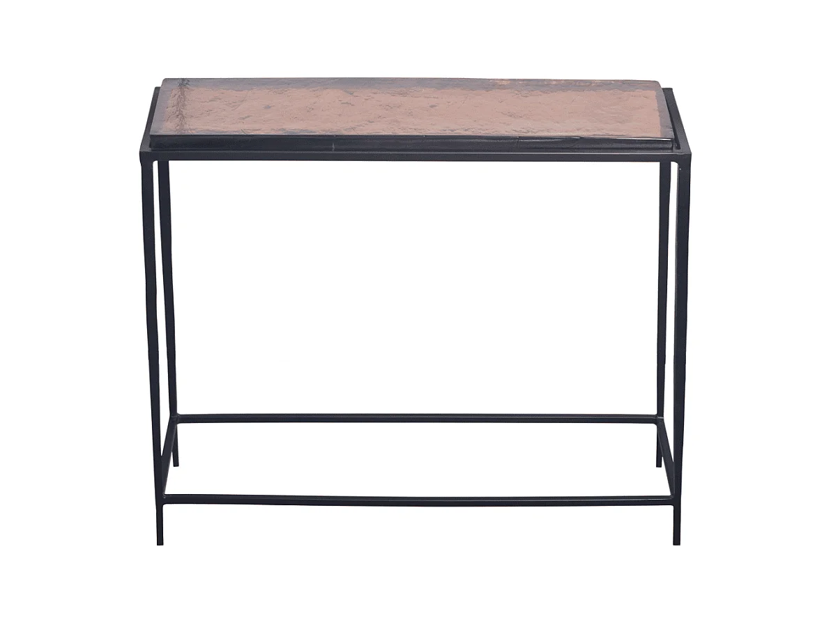 Petite console en verre fumé et métal L80 cm IGLOO