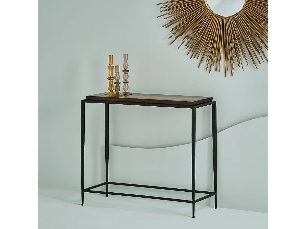 Petite console en verre fumé et métal L80 cm IGLOO