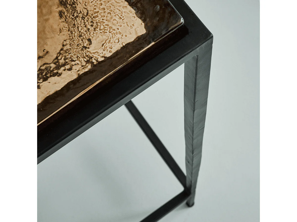 Petite console en verre fumé et métal L80 cm IGLOO