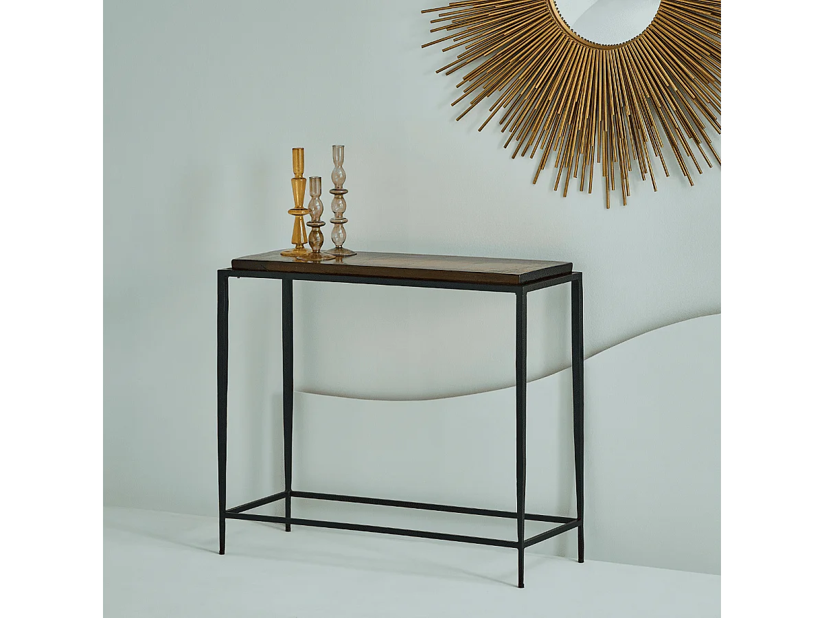 Petite console en verre fumé et métal L80 cm IGLOO