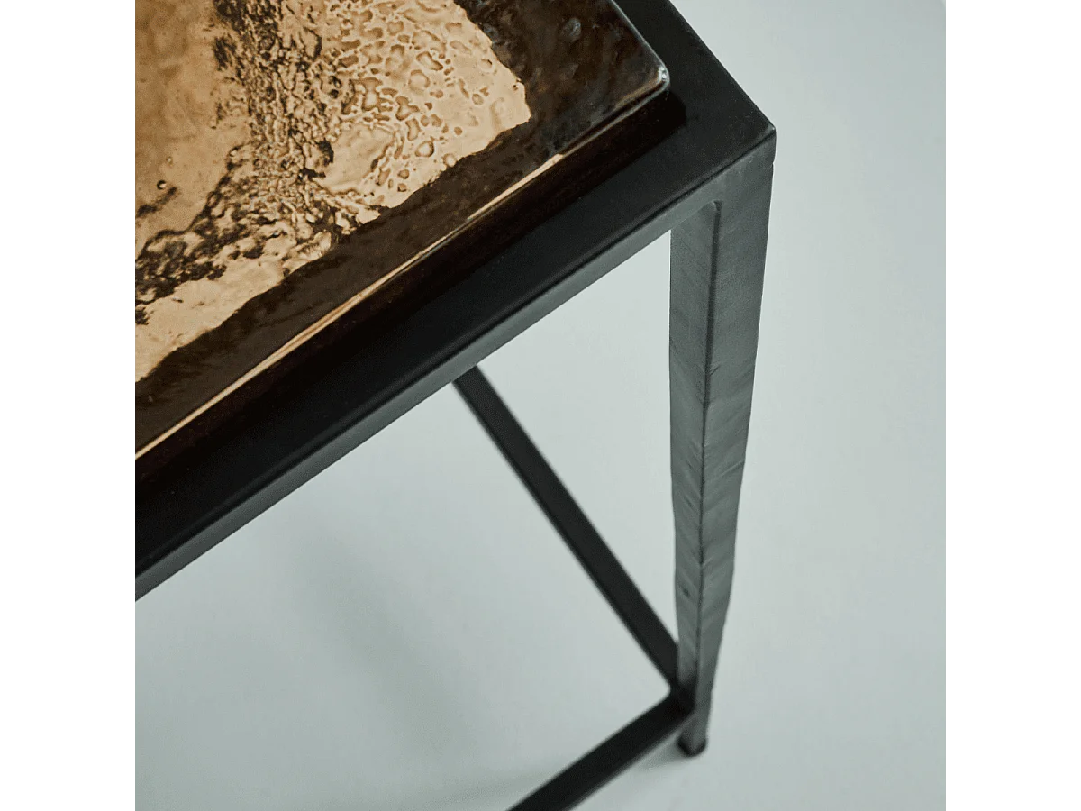 Petite console en verre fumé et métal L80 cm IGLOO