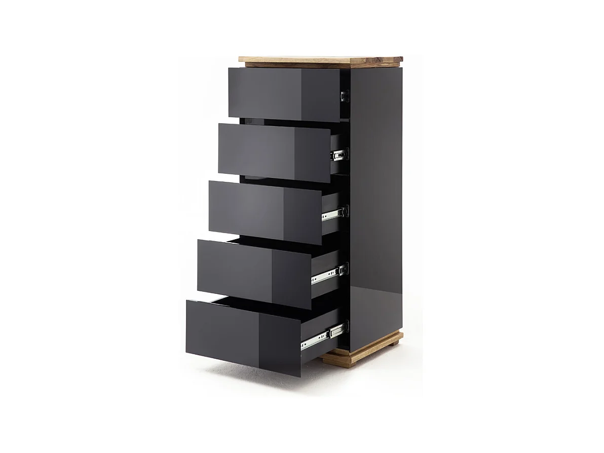 Commode en laqué noir brillant - L51 x H115 x P40 cm