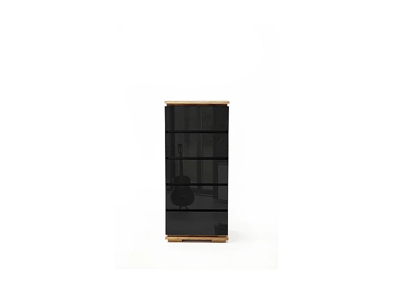 Commode en laqué noir brillant - L51 x H115 x P40 cm