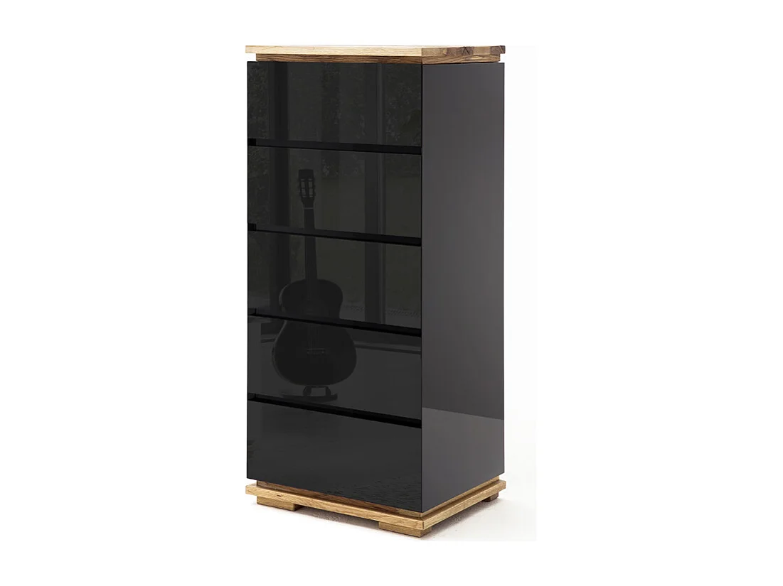 Commode en laqué noir brillant - L51 x H115 x P40 cm