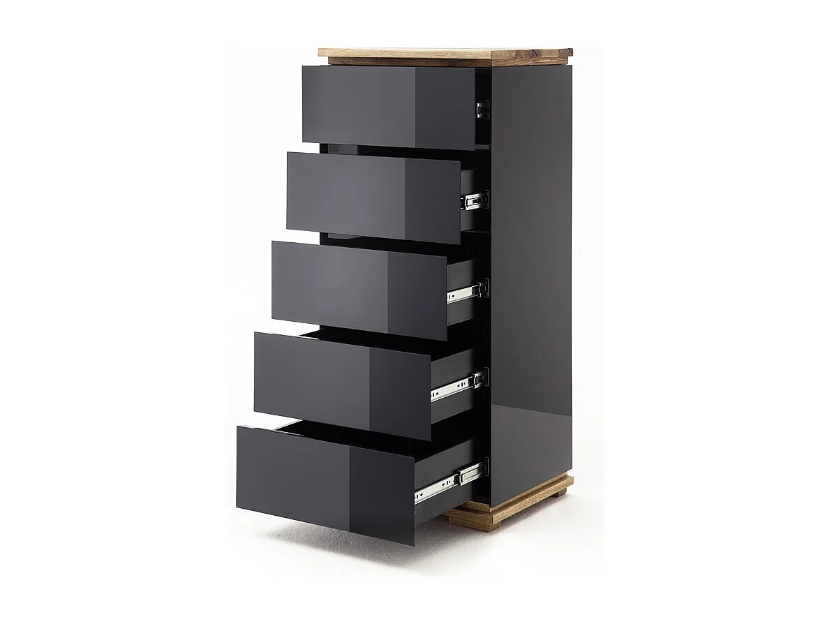 Commode en laqué noir brillant - L51 x H115 x P40 cm