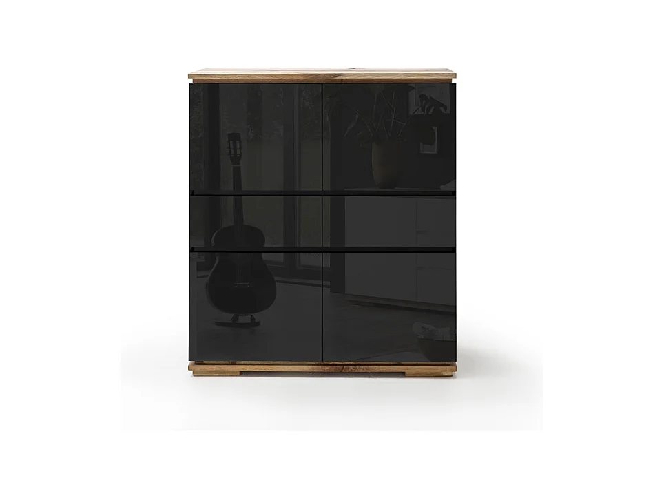 Commode en laqué noir brillant - L102 x H115 x P40 cm