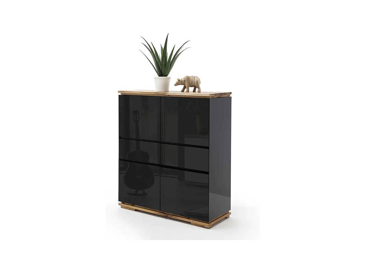 Commode en laqué noir brillant - L102 x H115 x P40 cm