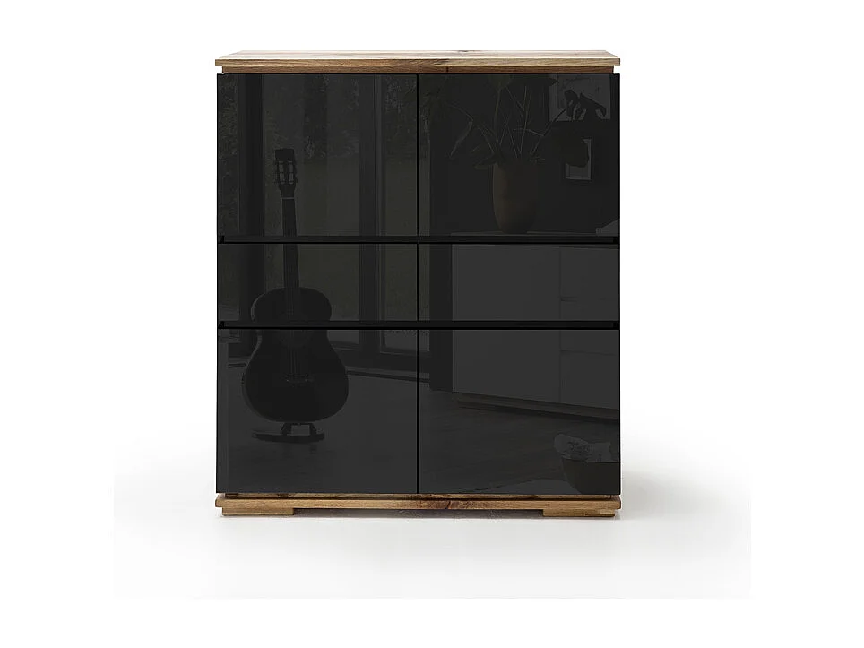 Commode en laqué noir brillant - L102 x H115 x P40 cm