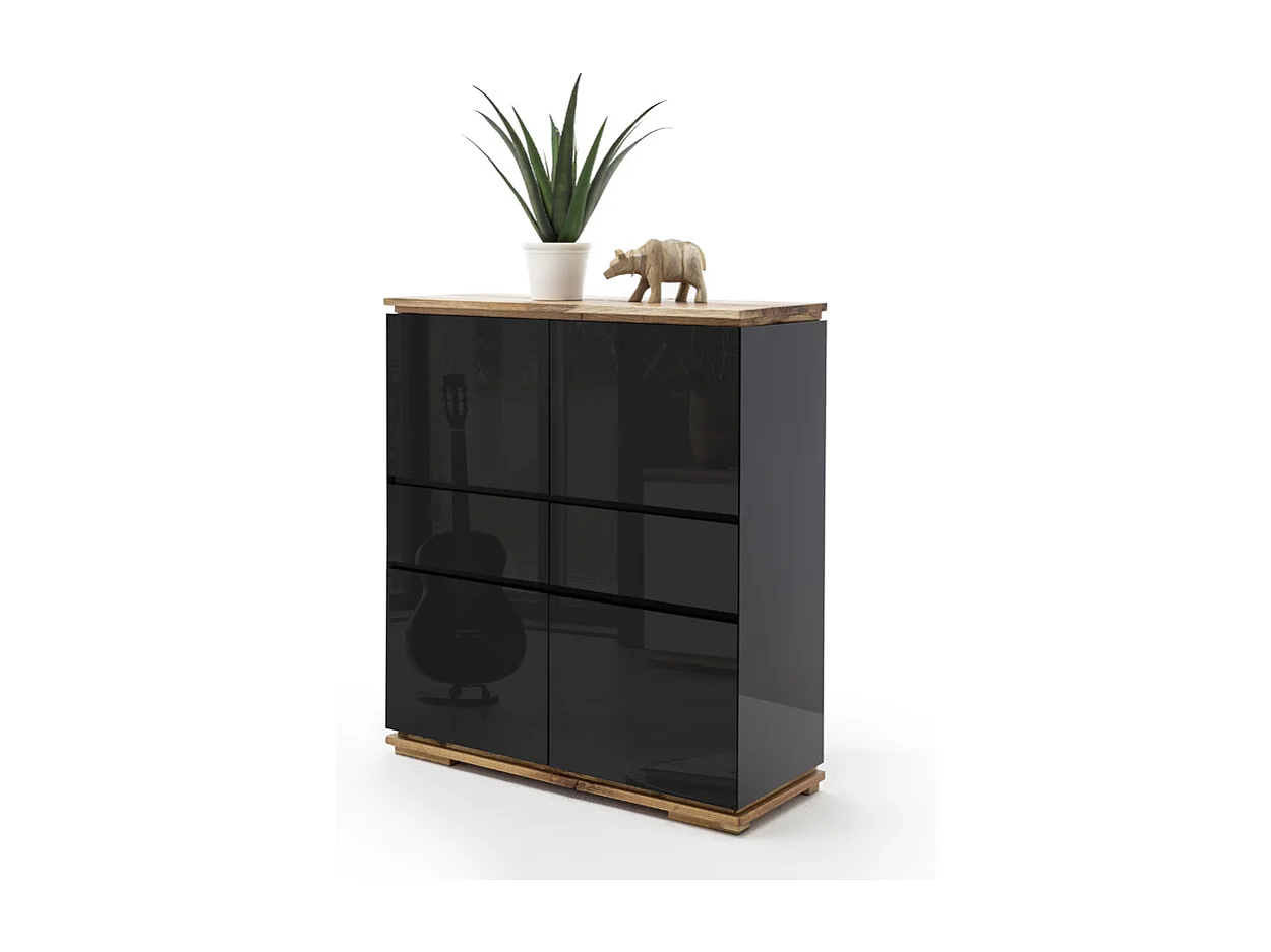 Commode en laqué noir brillant - L102 x H115 x P40 cm