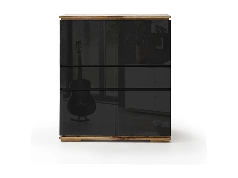 Commode en laqué noir brillant - L102 x H115 x P40 cm