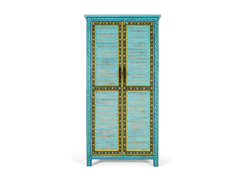 Armoire en bois de manguier au design artisanal, hauteur 2 m