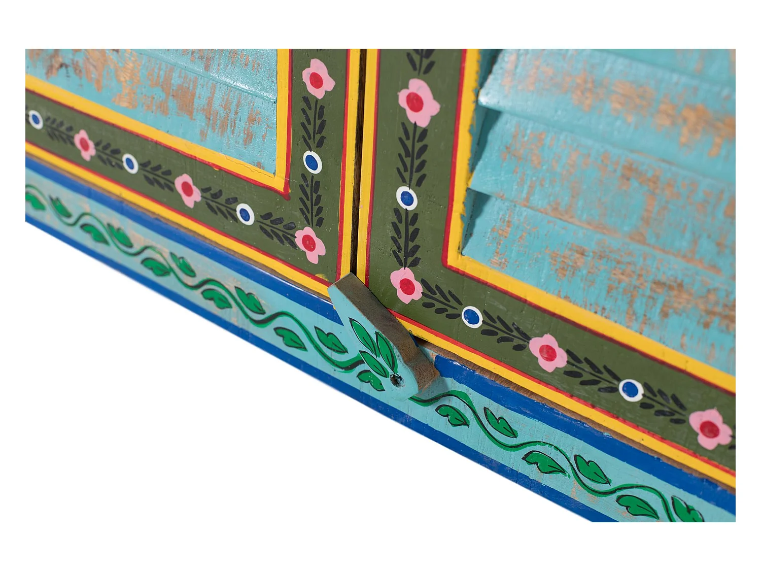 Kleiderschrank aus Mangoholz mit handgefertigtem Design 2 m hoch