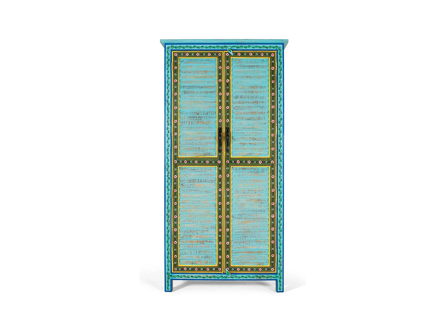 Armoire en bois de manguier au design artisanal, hauteur 2 m