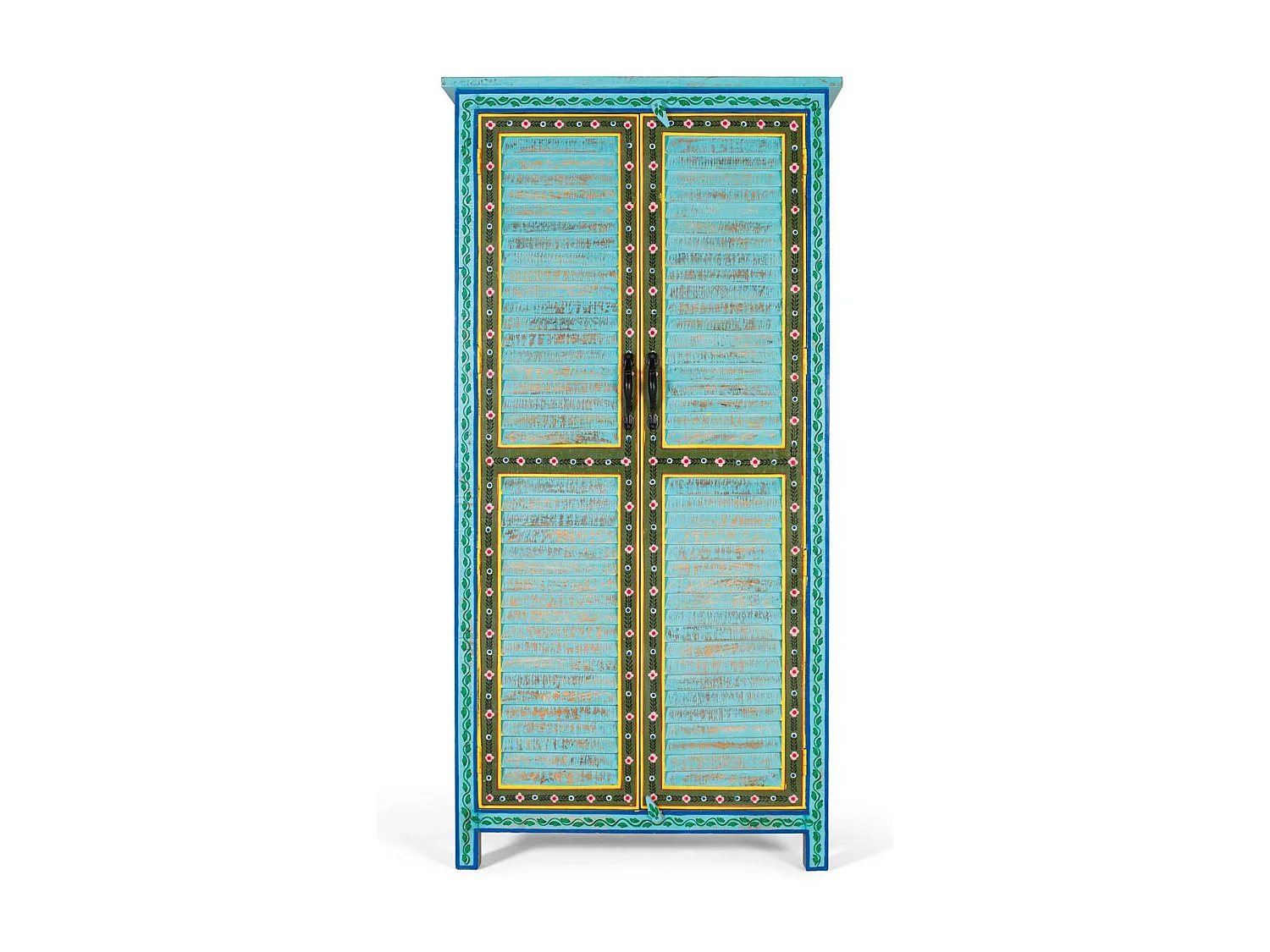 Armoire en bois de manguier au design artisanal, hauteur 2 m