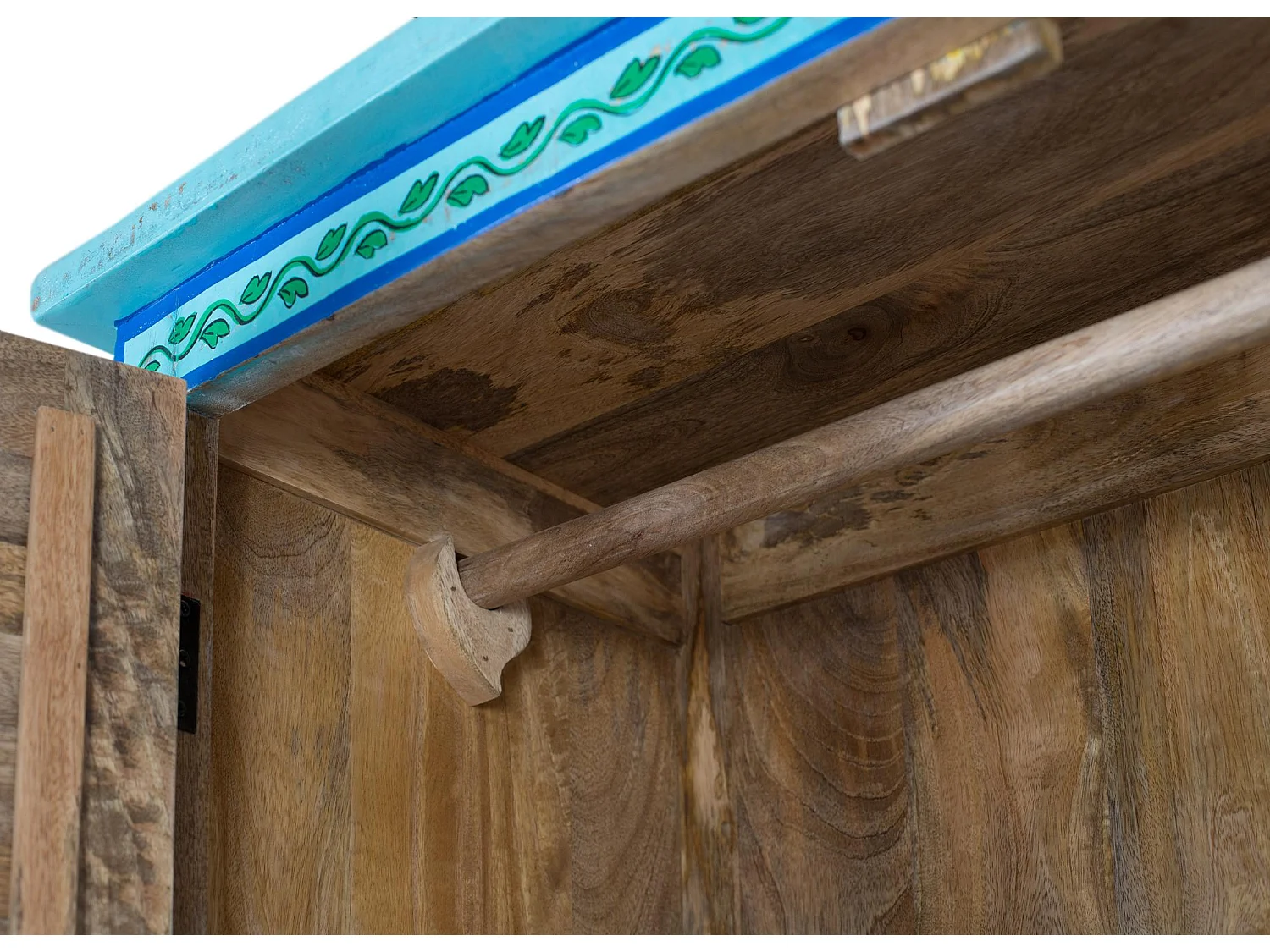 Kleiderschrank aus Mangoholz mit handgefertigtem Design 2 m hoch