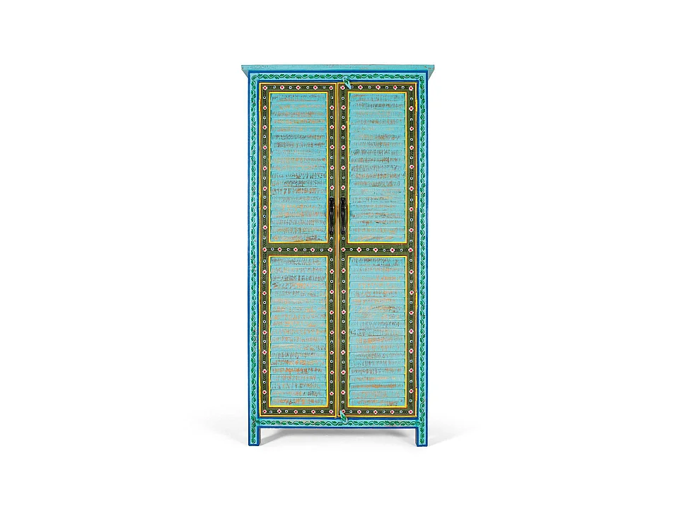 Kleiderschrank aus Mangoholz, 102 cm, rustikaler Kolonialstil - 203 x 101 x 46
