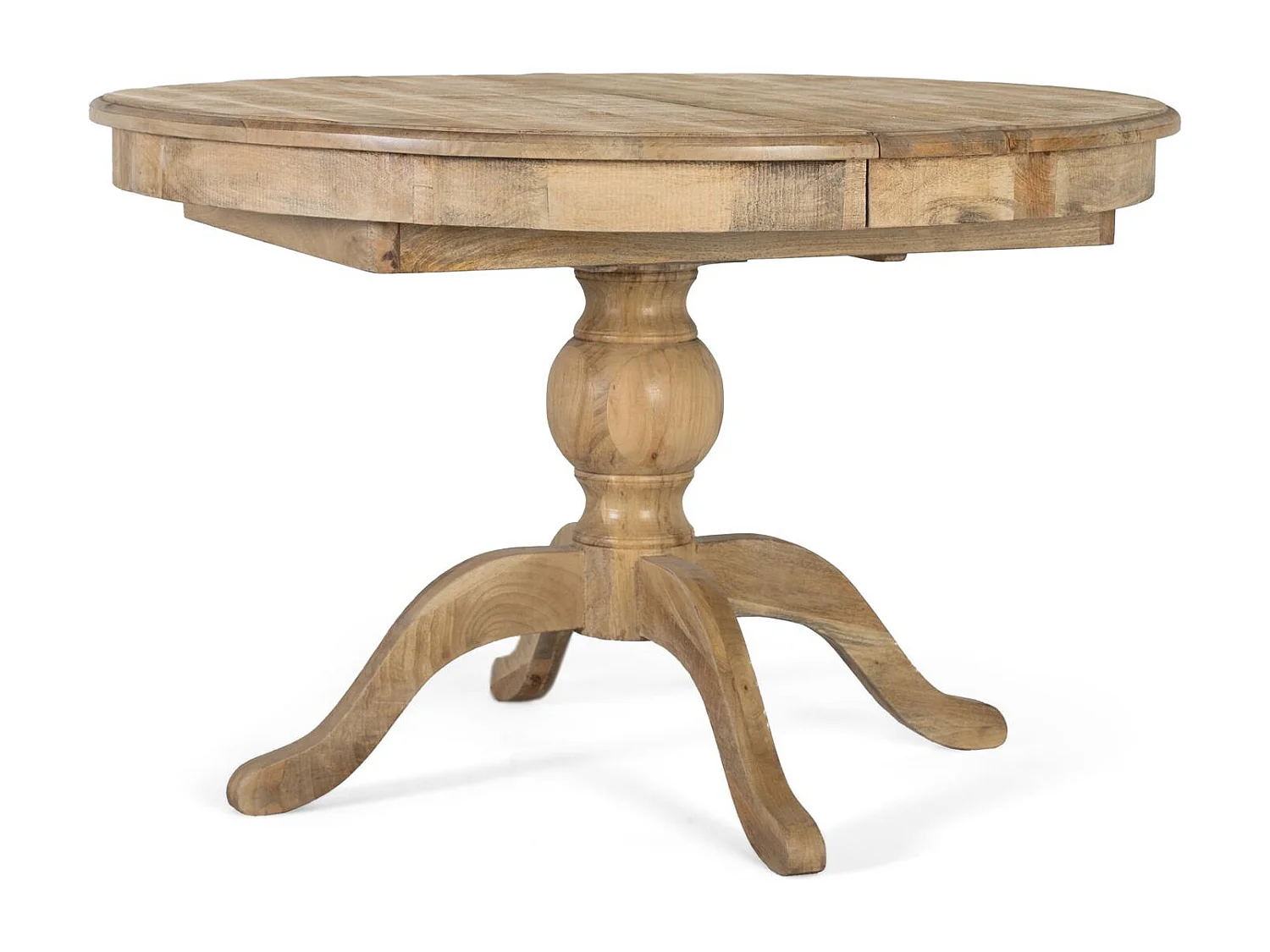 Uitschuifbare kribbetafel van manguierhout, vervaardigd op de hoofdas