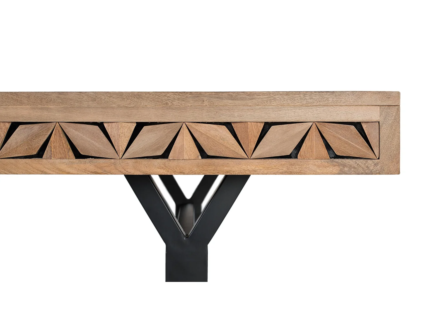 Mesa de jantar em madeira de mangueira, 200 cm, estilo geométrico contemporâneo - 77 x 200 x 100 cm