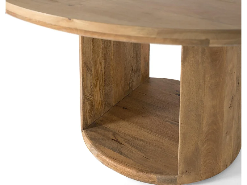 Table en bois de manguier avec plateau rond de 150 cm de diamètre