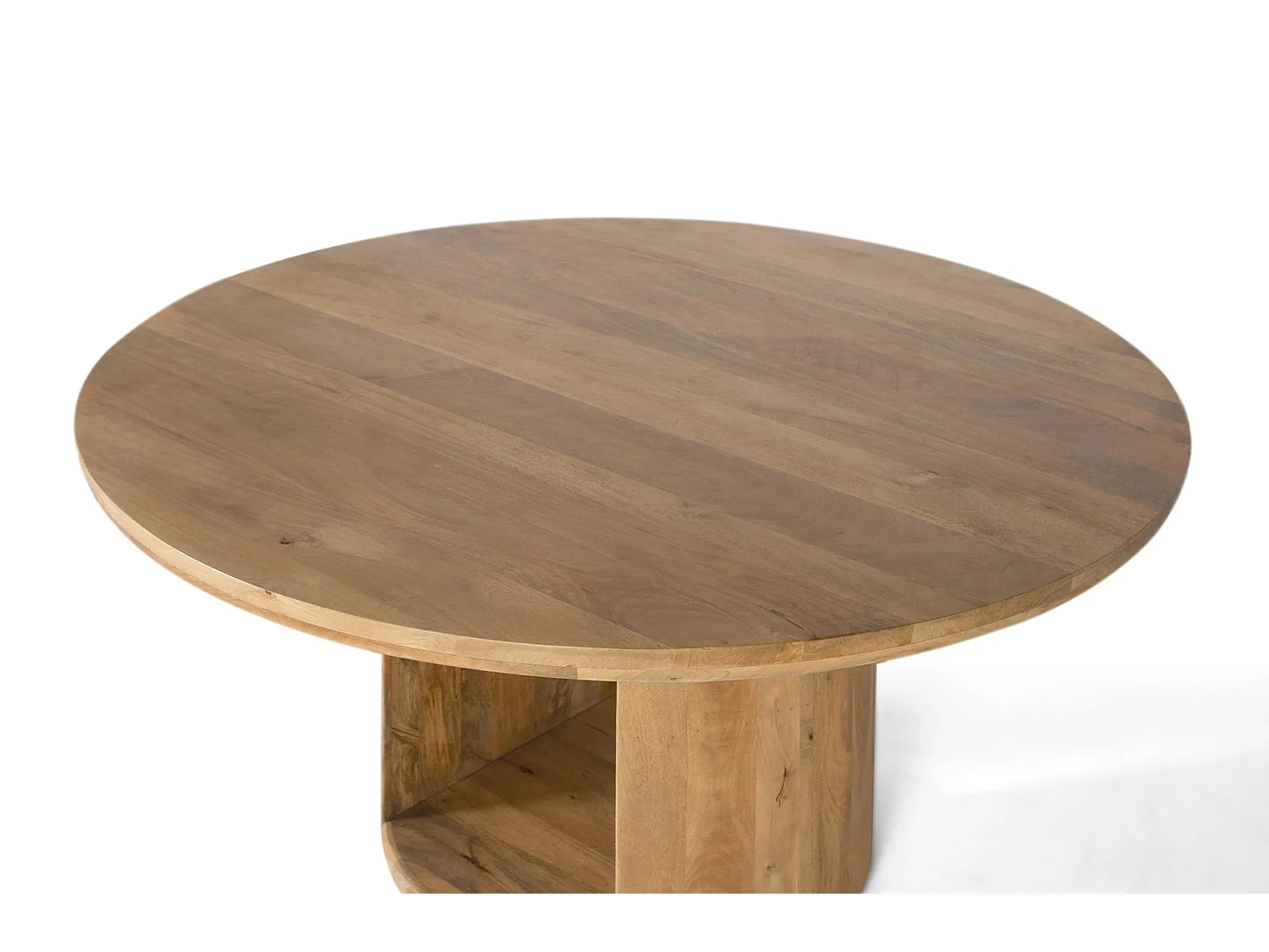 Tables de salle à manger en bois de manguier 150 cm, style rustique moderne - 76 x 150 x 150