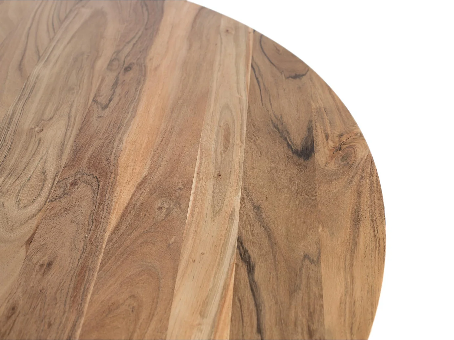 Mesa de jantar em madeira de acácia, 130 cm, estilo rústico moderno - 76 x 130 x 130 cm