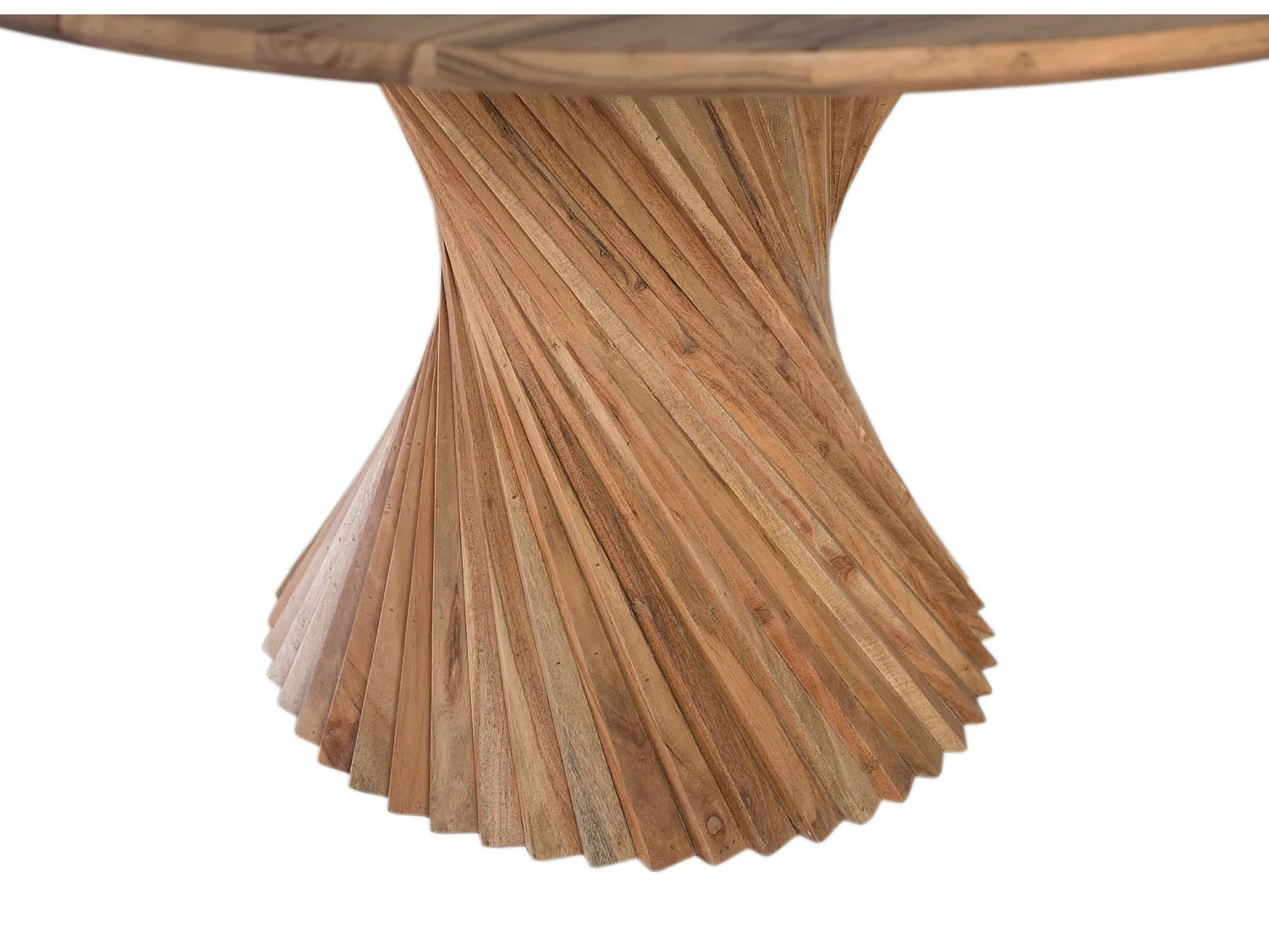 Mesa de jantar em madeira de acácia, 130 cm, estilo rústico moderno - 76 x 130 x 130 cm