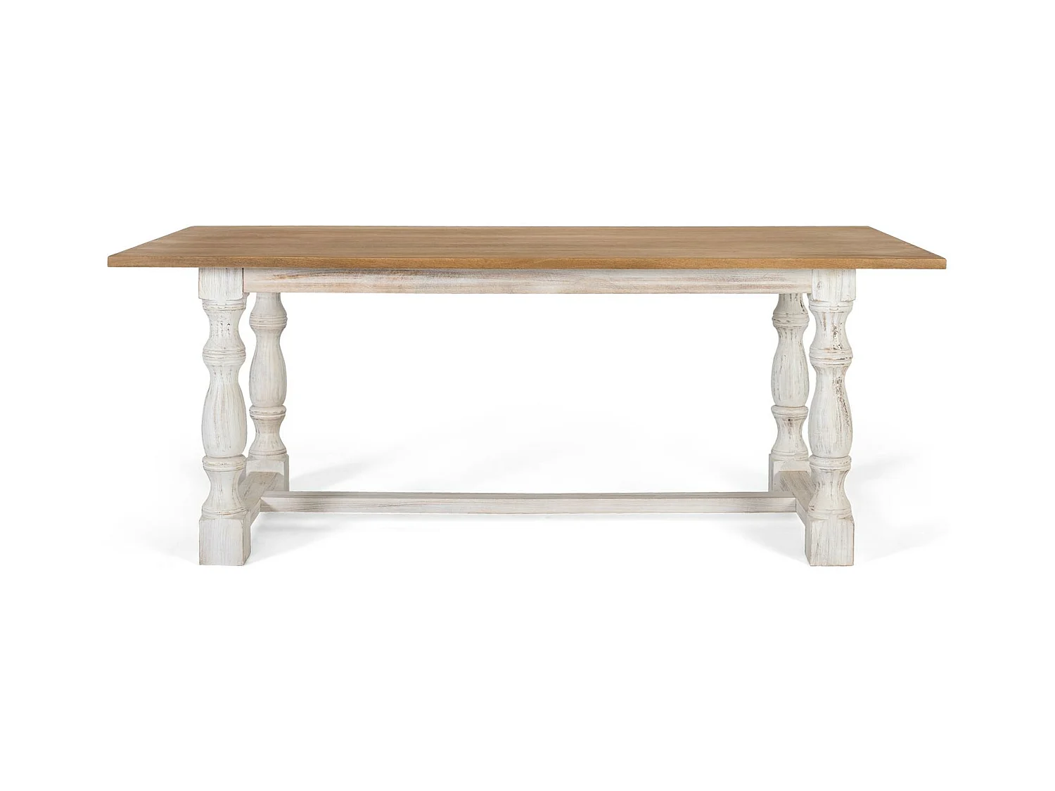 Table à manger rectangulaire avec pieds tournés en blanc 200 cm