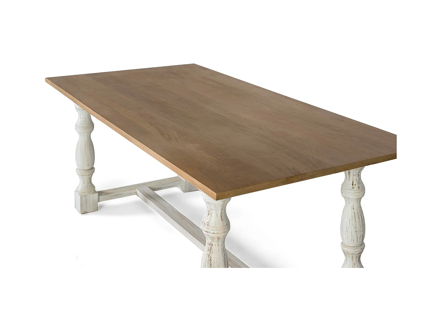 Table à manger rectangulaire avec pieds tournés en blanc 200 cm