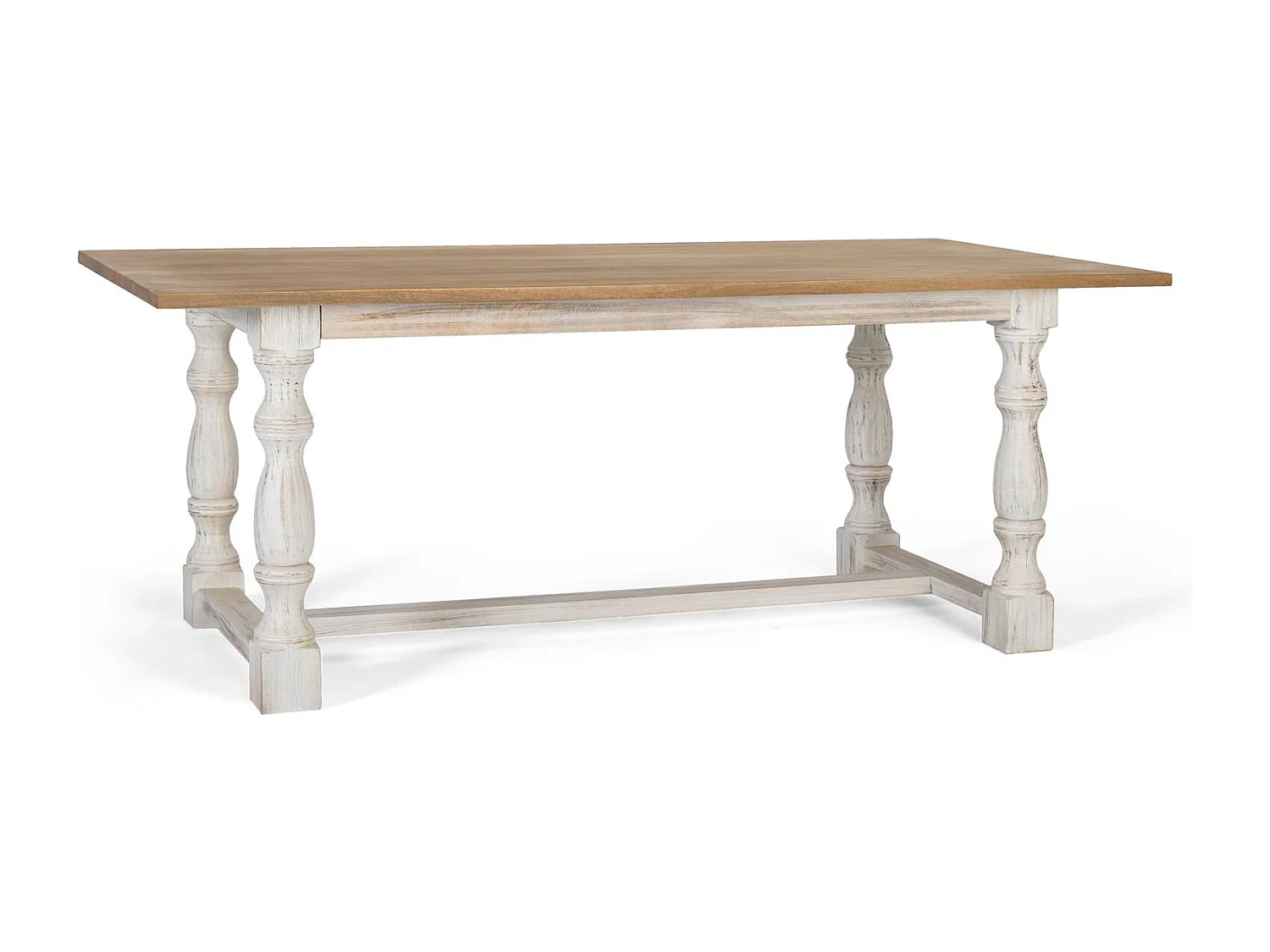 Table à manger rectangulaire avec pieds tournés en blanc 200 cm