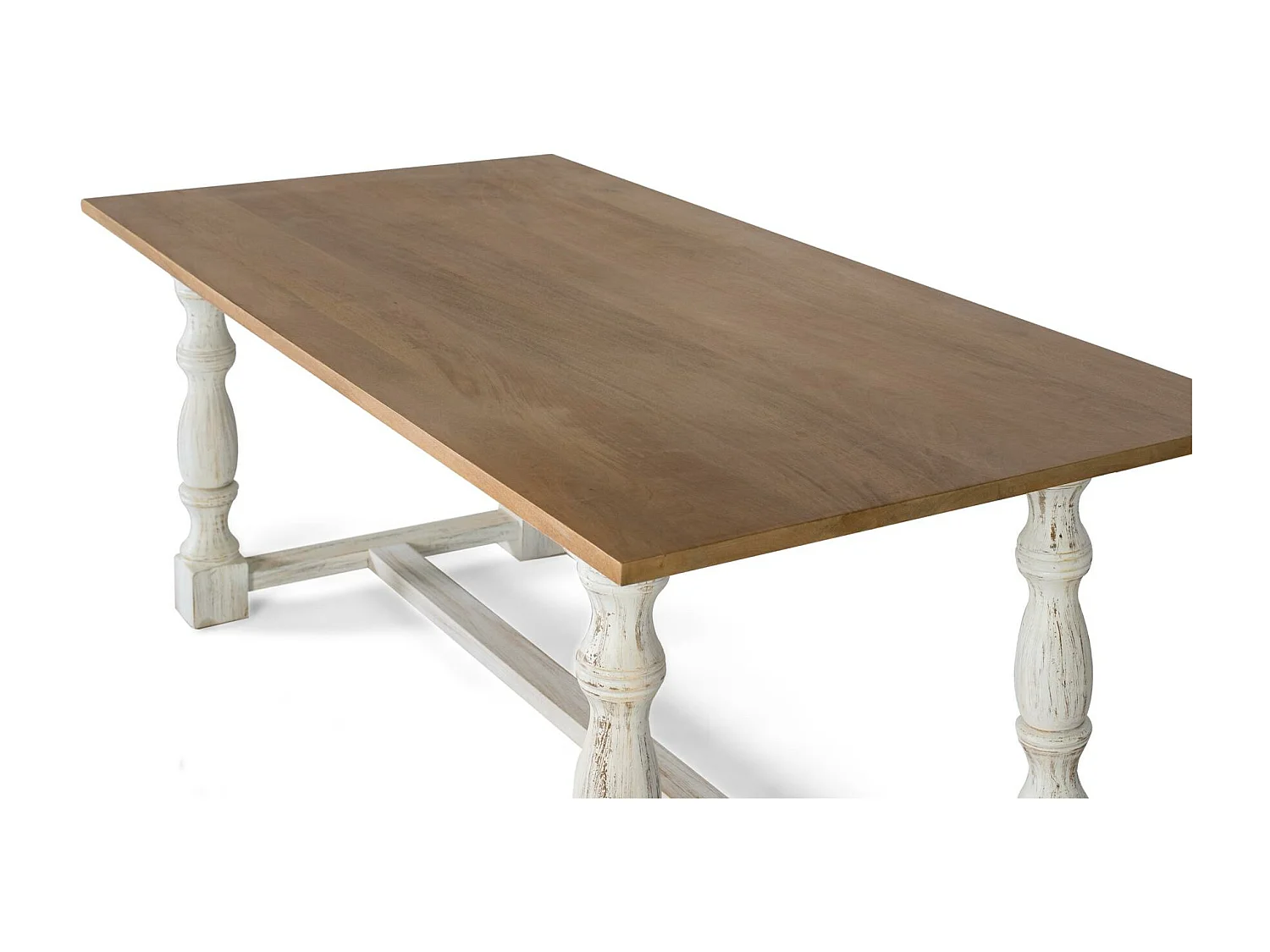 Table à manger rectangulaire avec pieds tournés en blanc 200 cm