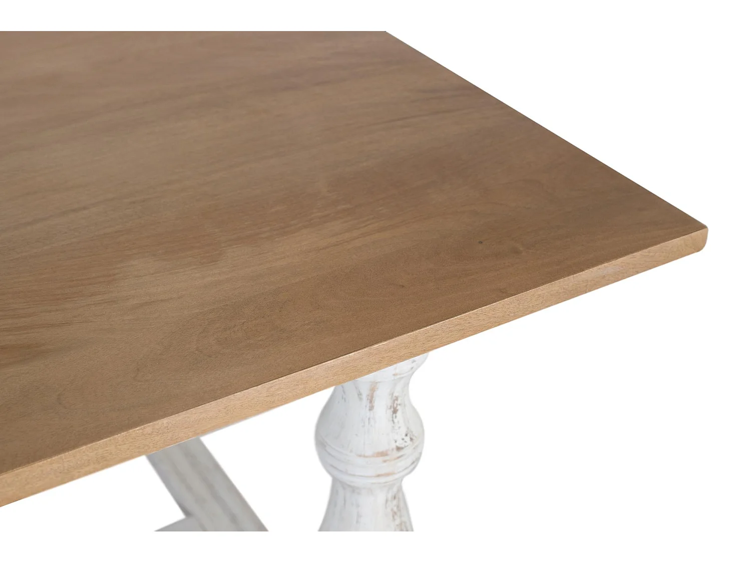 Table à manger rectangulaire avec pieds tournés en blanc 200 cm