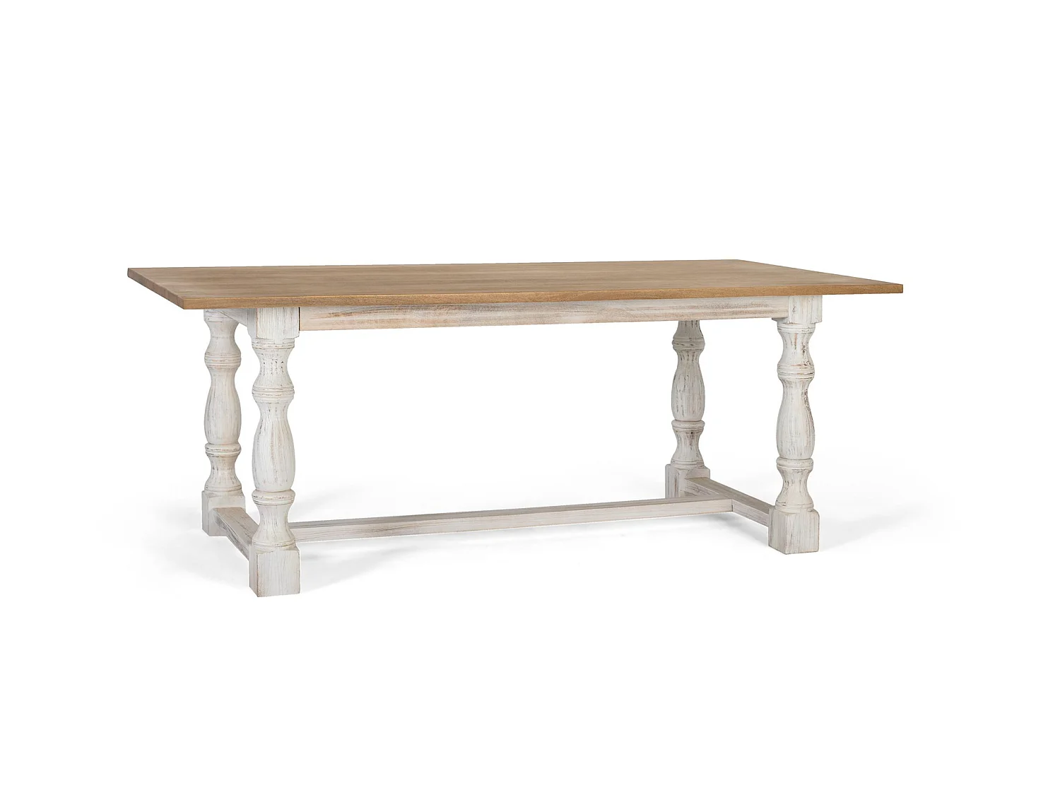 Tables de salle à manger en bois de manguier 200 cm, style rustique moderne - 76 x 200 x 100