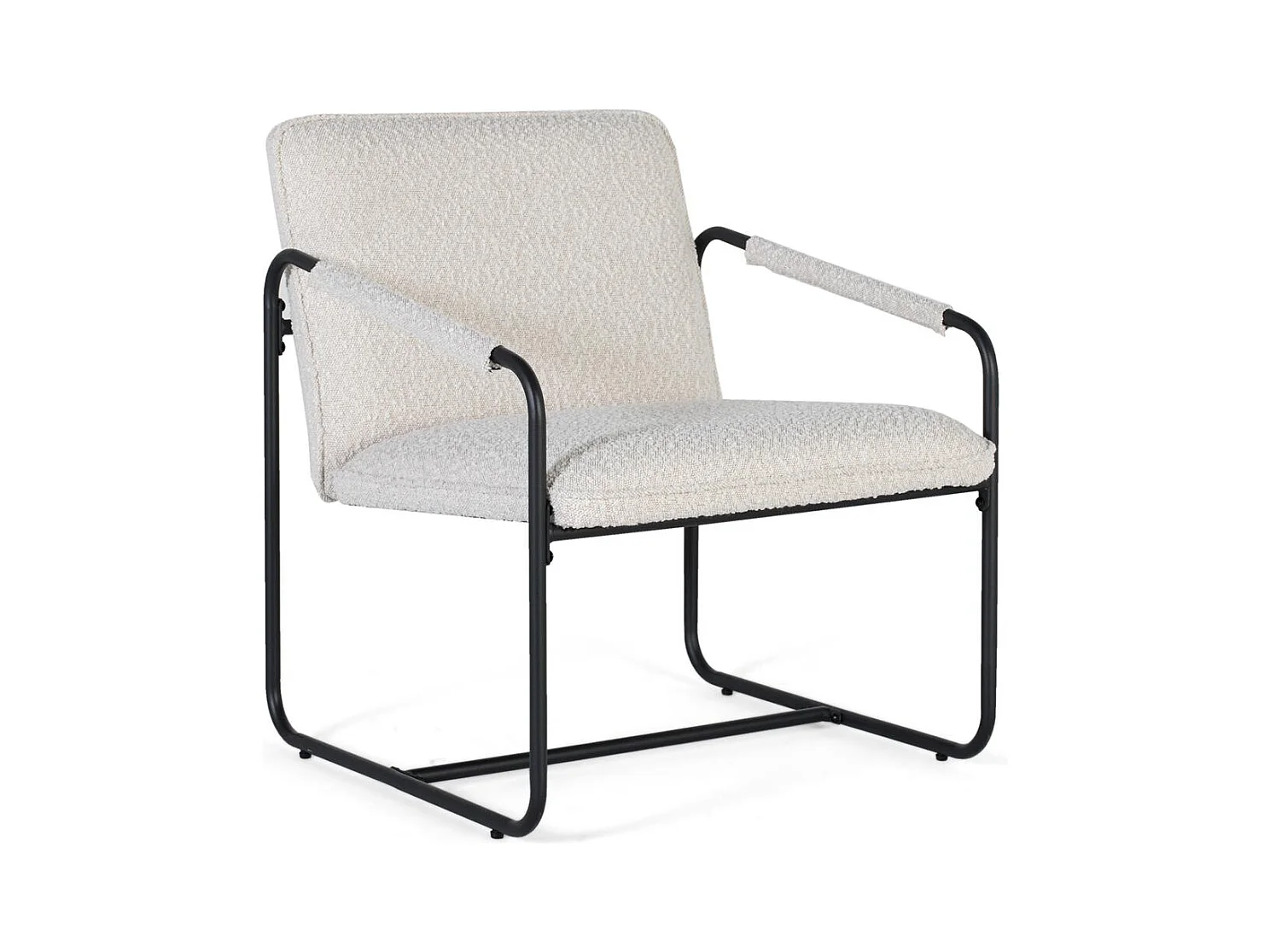 Ensemble de deux fauteuils tapissés de tissu beige et matelassé