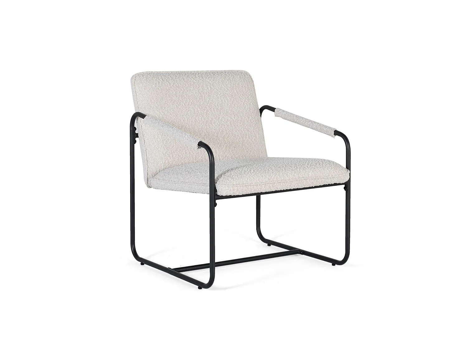Sæt med to lænestole betrukket med beige quiltet stof