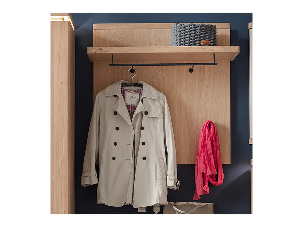 Vestiaire murale en mélamine, coloris chêne sombre - L.98 x H.93 x P.30 cm