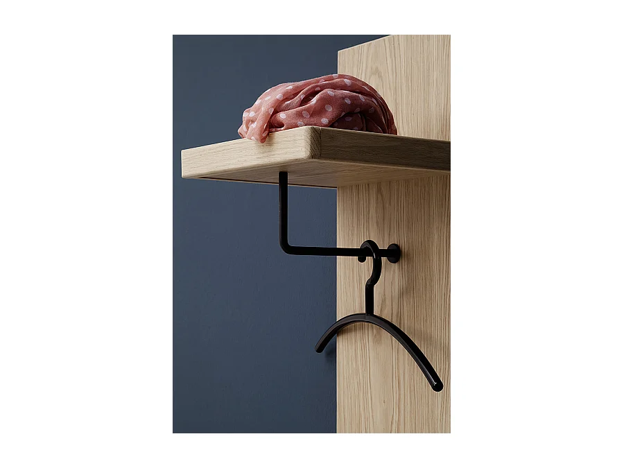 Vestiaire murale en mélamine, coloris chêne sombre - L.98 x H.93 x P.30 cm