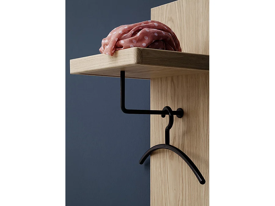 Vestiaire murale en mélamine, coloris chêne sombre - L.98 x H.93 x P.30 cm