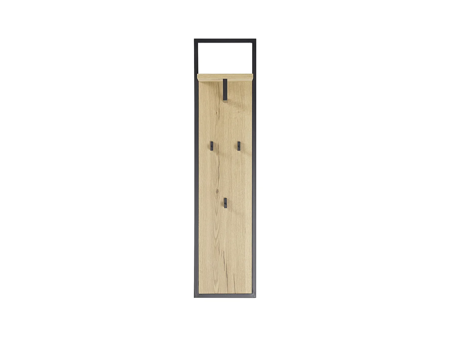 Vestiaire / panneau mural coloris chêne / noir - Longueur 30 x hauteur 125 x profondeur 27 cm