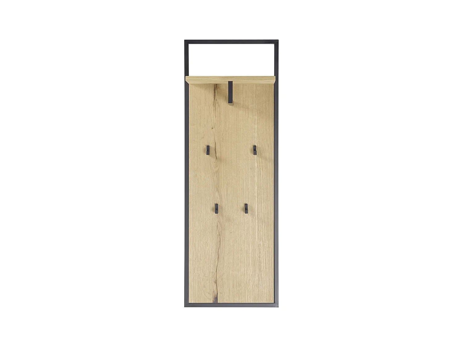 Vestiaire / panneau mural coloris chêne / noir - Longueur 44 x hauteur 125 x profondeur 27 cm