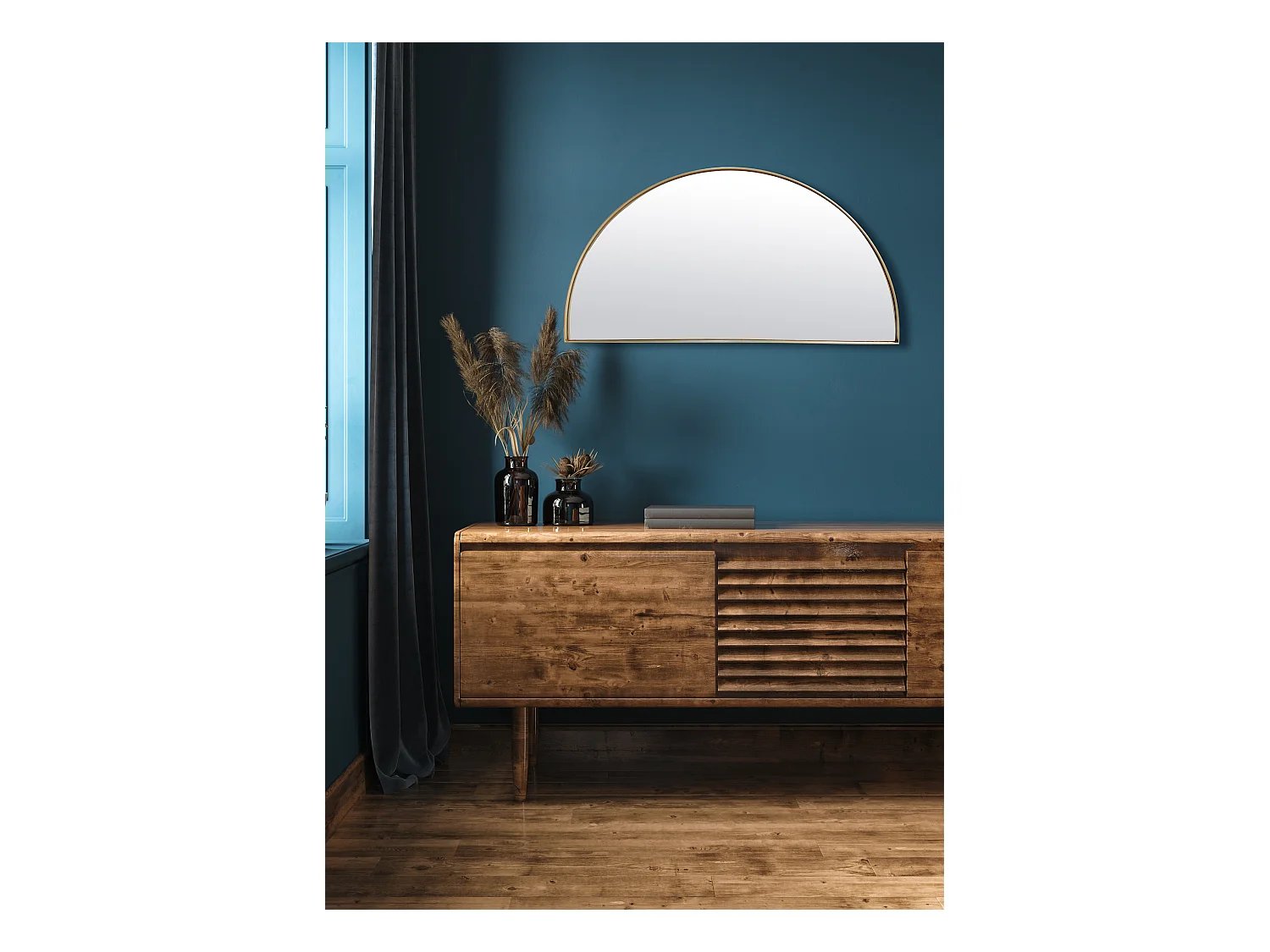 Miroir fin doré demi cercle 40x80cm