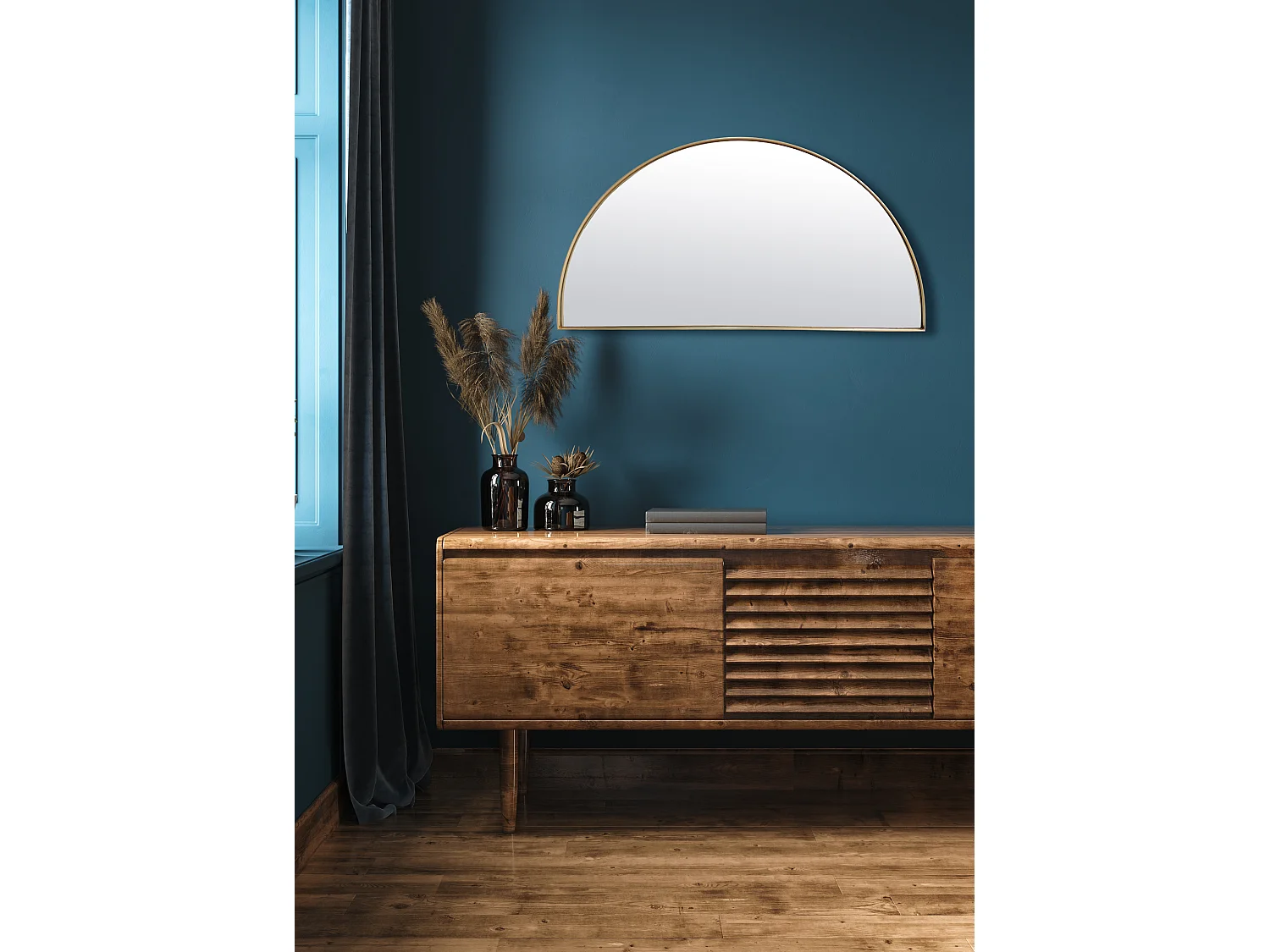 Miroir fin doré demi cercle 40x80cm