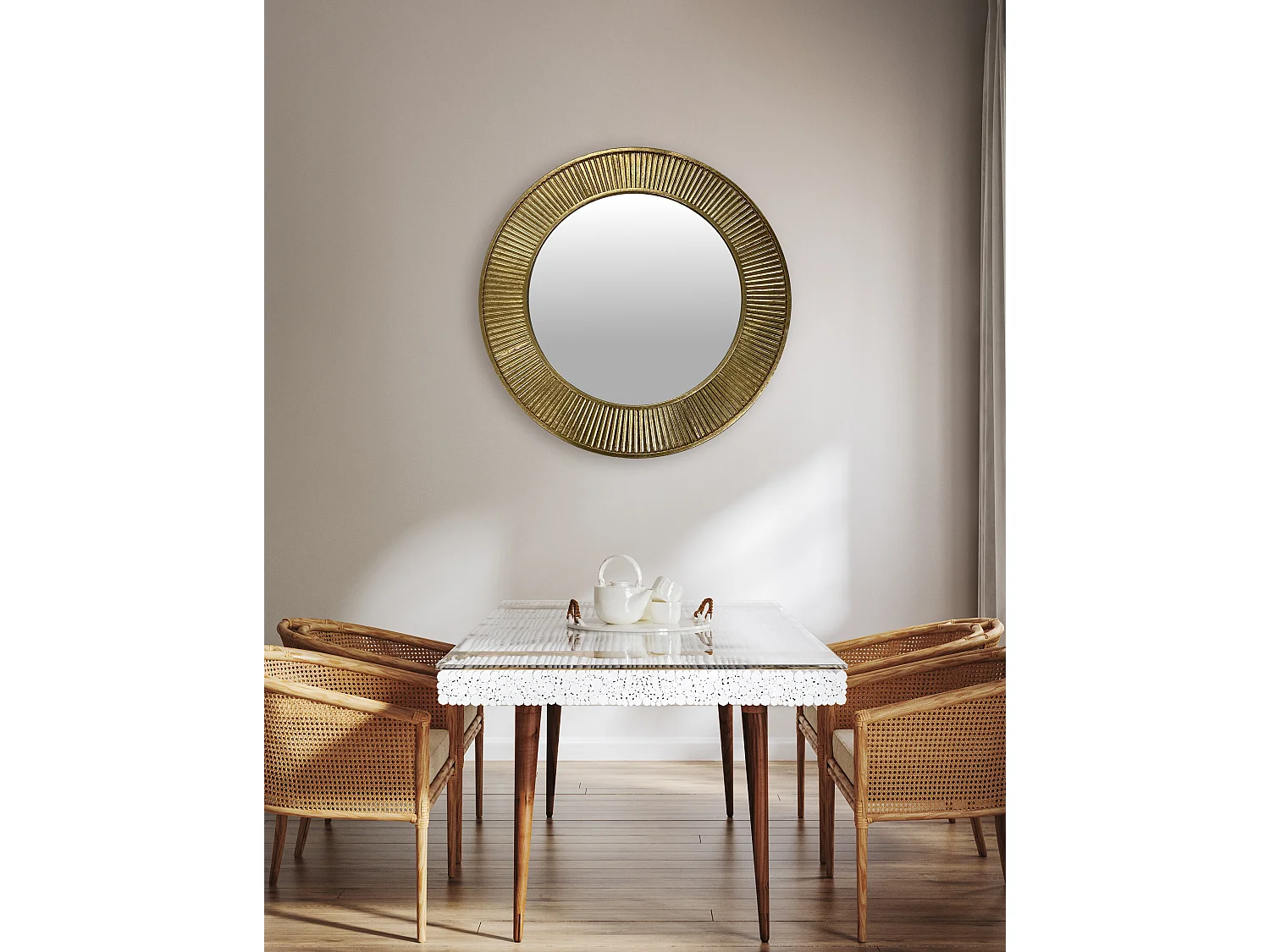 Miroir métal doré 80cm