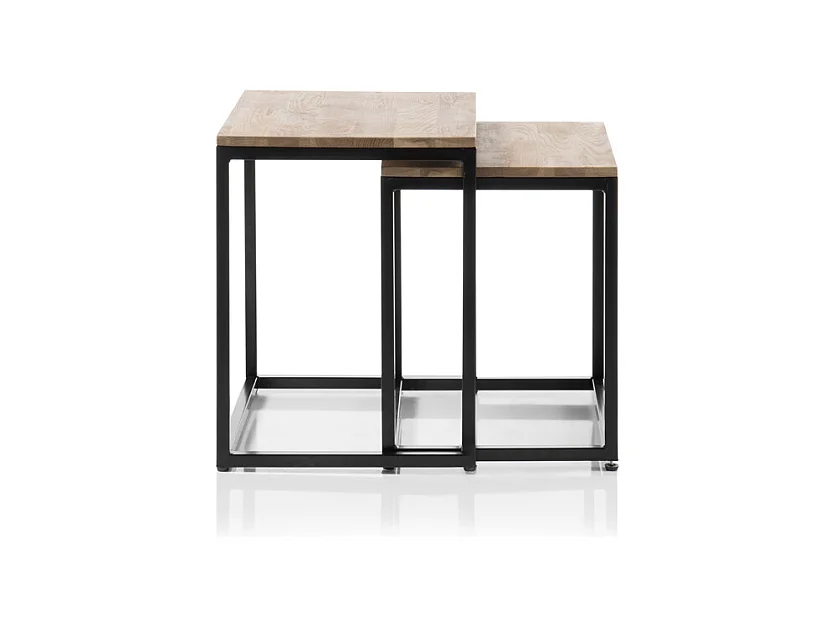 Set de 2 tables basses en chêne massif huilé - L50 x H50 x P40 cm