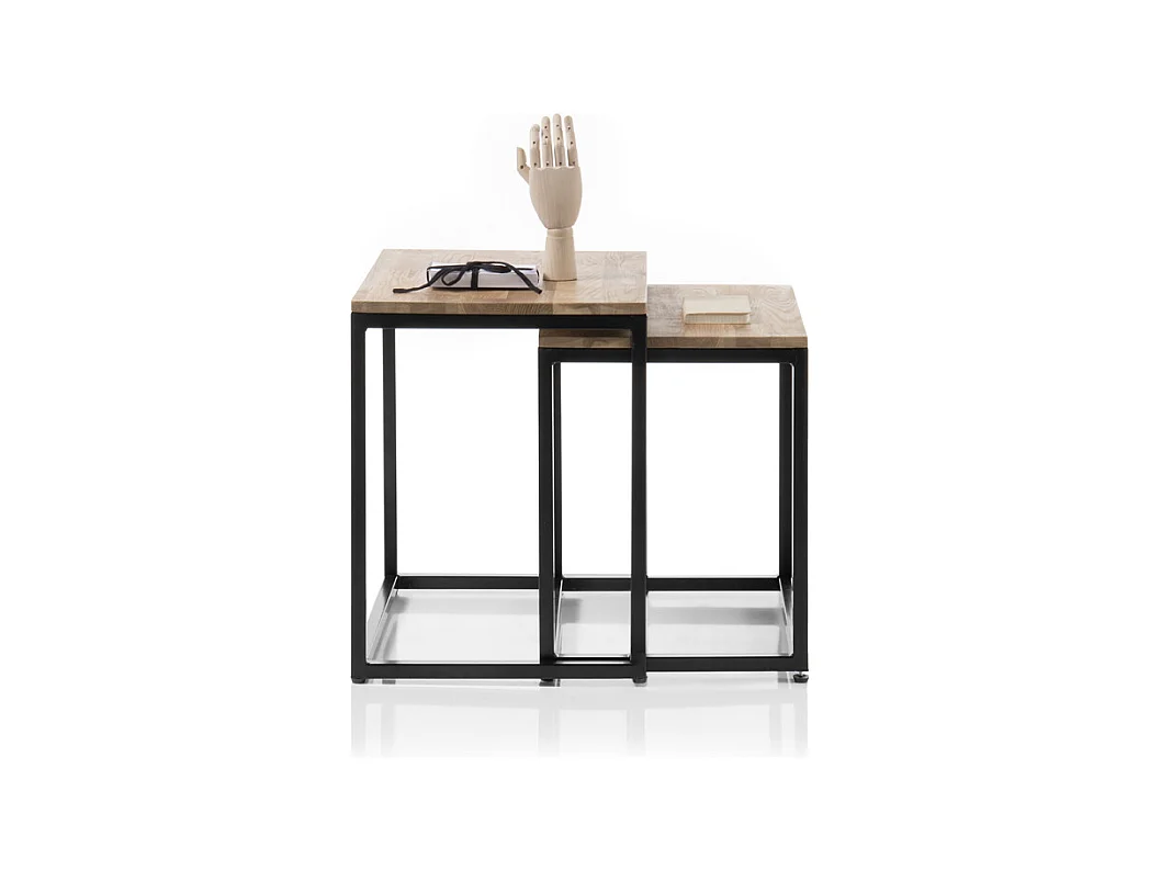 Set de 2 tables basses en chêne massif huilé - L50 x H50 x P40 cm