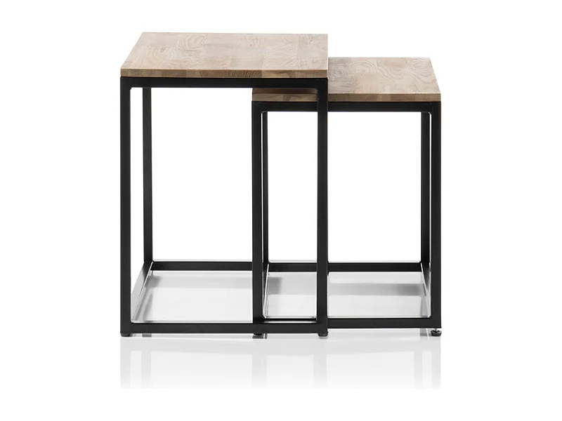Set de 2 tables basses en chêne massif huilé - L50 x H50 x P40 cm