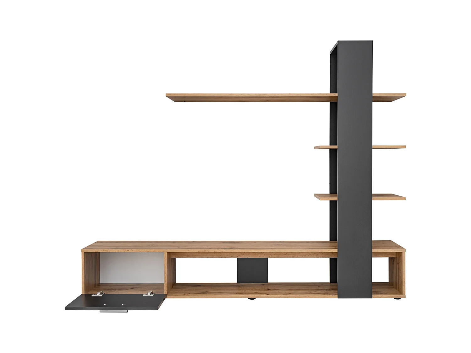 Parete attrezzata da soggiorno moderna 190x152 PAP142 rovere e nero opaco