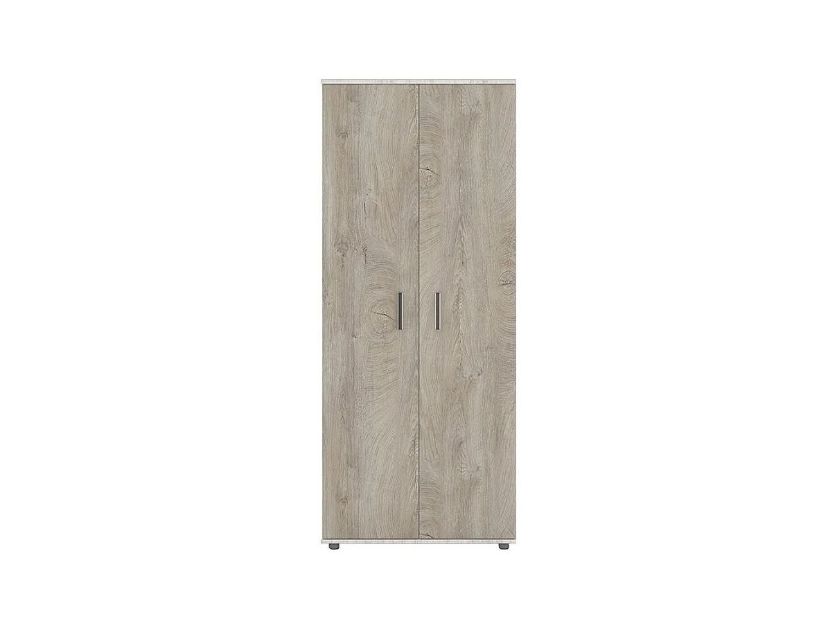 Parete attrezzata modulare con vetrinetta e luce led rovere scuro e rovere bianco SG27