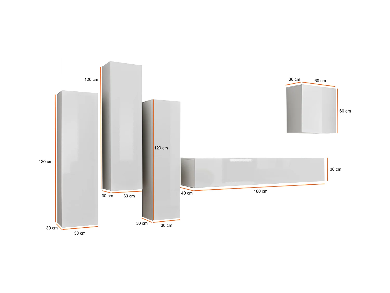 Parete attrezzata soggiorno sospesa PAP47 270x160 grigio