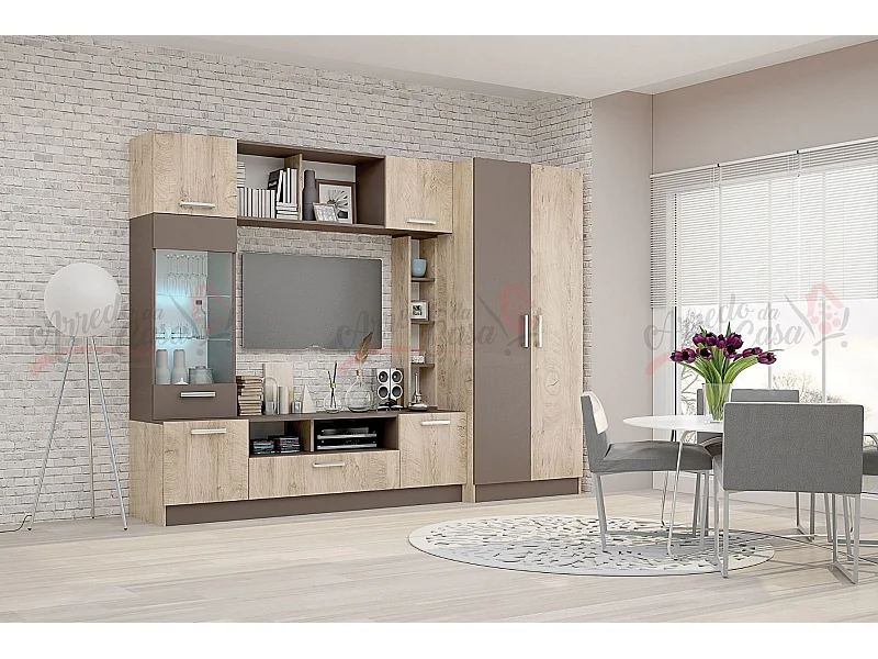 Parete attrezzata moderna quercia/cappuccino SG1