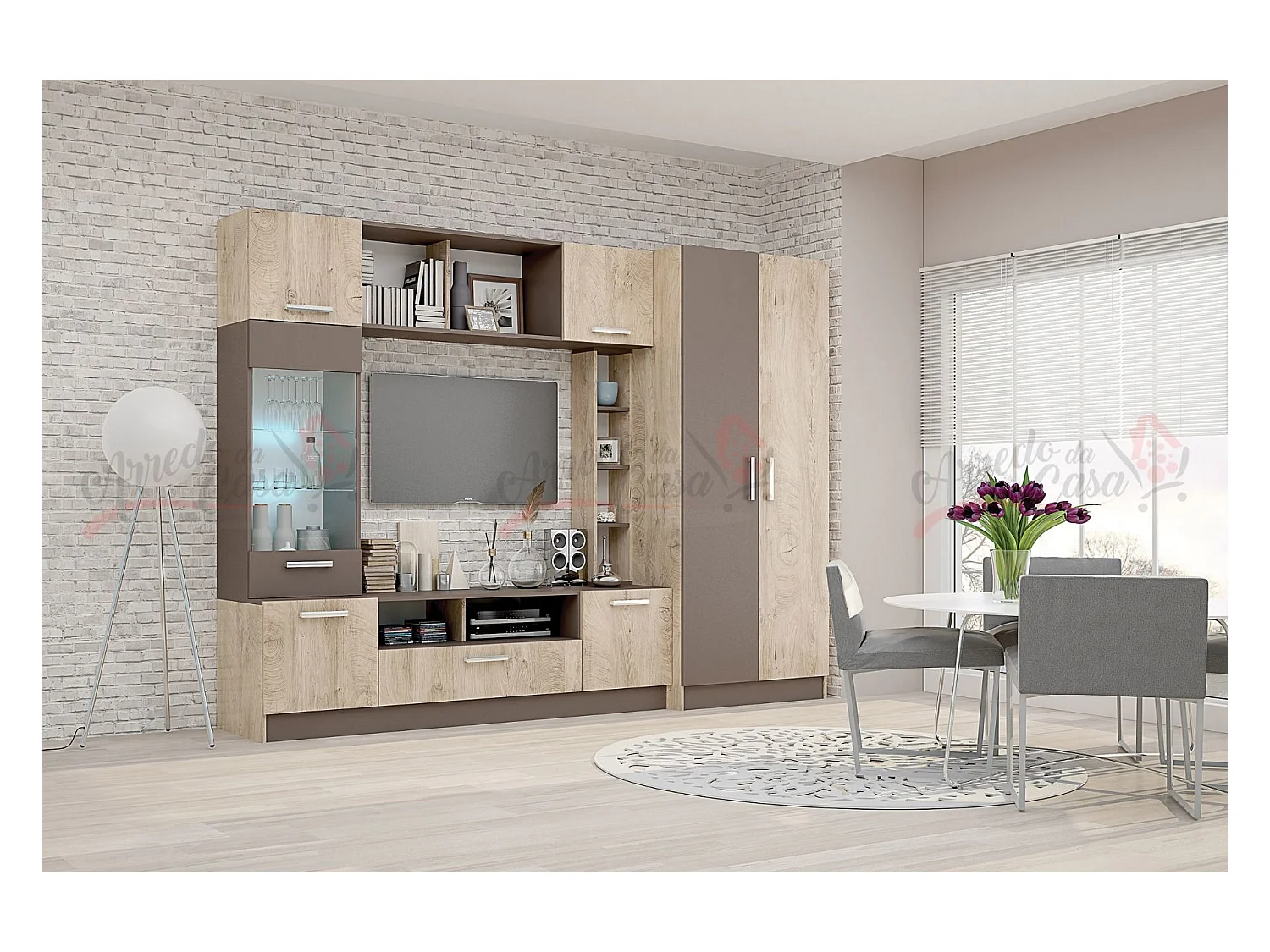 Parete attrezzata moderna quercia/cappuccino SG1